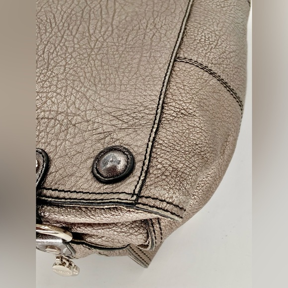 Pristine Borbonese Authentic Leather Bag w/Silver Chain Shoulder Staps - Picture 8 of 16